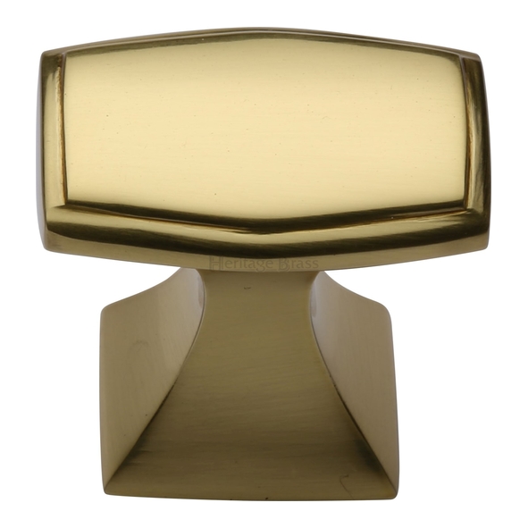 C0333 32-PB • 32 x 22 x 35mm • Polished Brass • Heritage Brass Art Deco Cabinet Knob